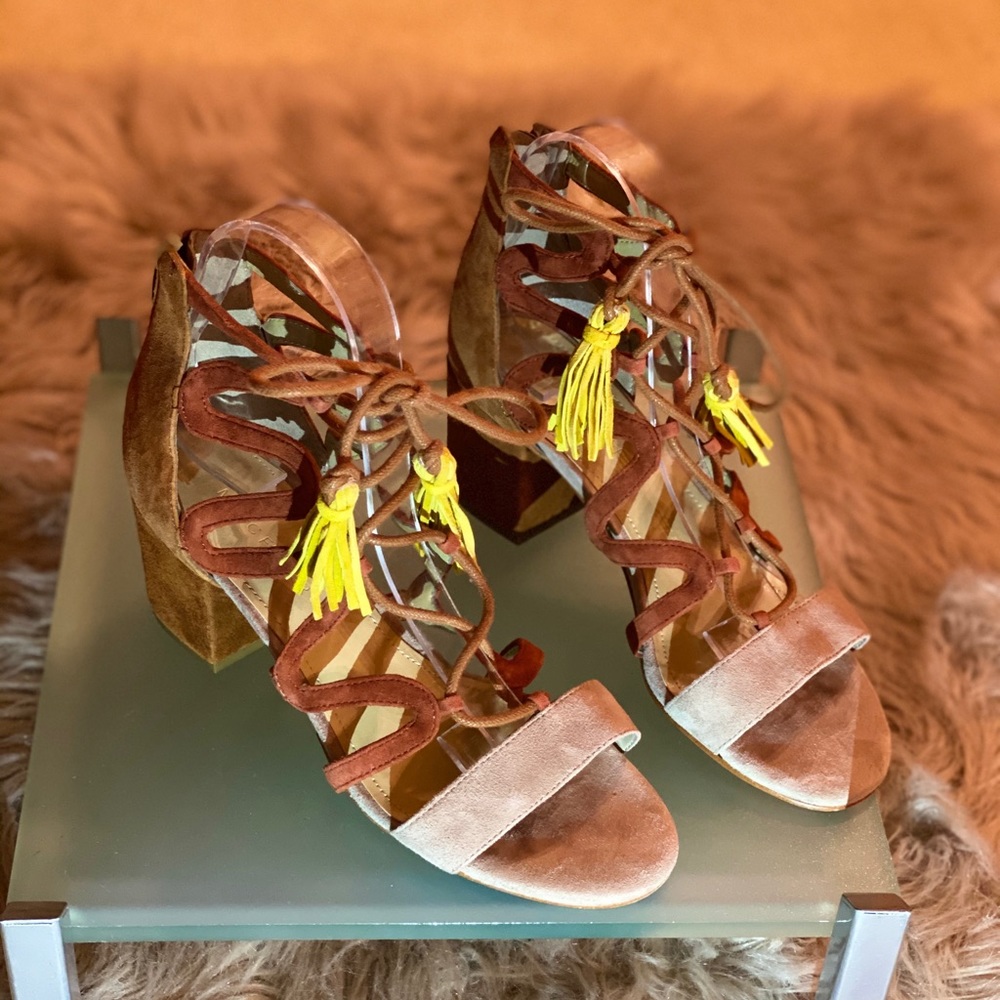 Marc Fisher Suede Tricolor Gladiator with tassels